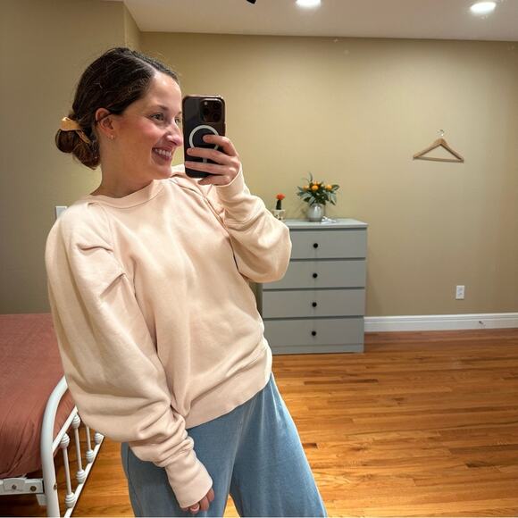 Citizens of Humanity Pink Puff Sleeve Cotton Sweatshirt Medium - Picture 3 of 15